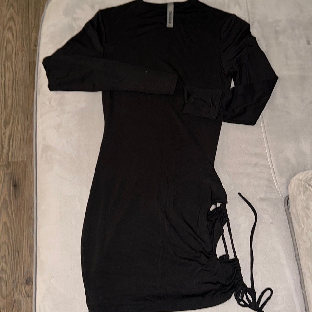 Black long sleeve mini dress